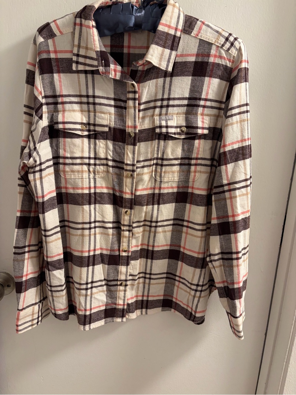 Columbia Plaid Cotton Flannel Button Down Shirt Womens Size L